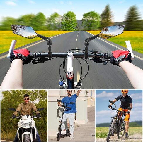 1 زوج دراجة مرآة المقود جبل، مرآة الرؤية الخلفية للطرق الجبلية الترابية دراجة نارية سكوتر كهربائي، شريط دراجة نهاية مرايا الرؤية الخلفية E Ebike مرآة جانبية الملحقات للرجال البالغين in Kuwait