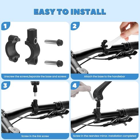 1 زوج دراجة مرآة المقود جبل، مرآة الرؤية الخلفية للطرق الجبلية الترابية دراجة نارية سكوتر كهربائي، شريط دراجة نهاية مرايا الرؤية الخلفية E Ebike مرآة جانبية الملحقات للرجال البالغين in Kuwait