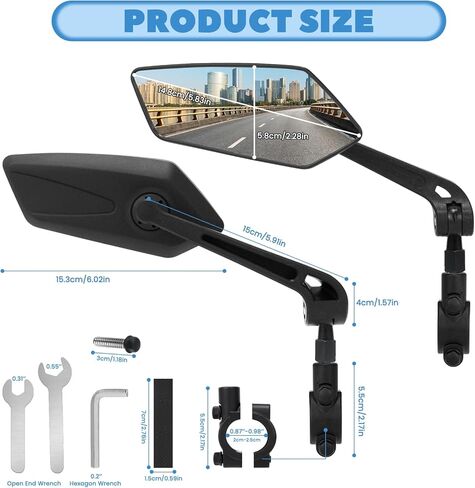 1 زوج دراجة مرآة المقود جبل، مرآة الرؤية الخلفية للطرق الجبلية الترابية دراجة نارية سكوتر كهربائي، شريط دراجة نهاية مرايا الرؤية الخلفية E Ebike مرآة جانبية الملحقات للرجال البالغين in Kuwait