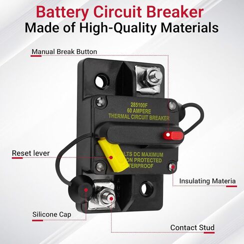 MKR-27 60 Amp Circuit Breaker for Minn Kota 12-48 Volt Trolling Motor, 1865115 Waterproof Marine Circuit Breaker with Manual Reset in Saudi Arabia