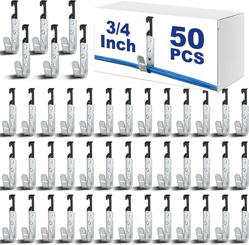 Zonon 50 Pcs 3/4 Inch Galvanized Steel J Hook with Bat Wing Heavy Duty Cable Support Straps Hangers for Hanging Cable Management to Ceiling Grid Wire & Threaded Rod, Ul Certification in Saudi Arabia