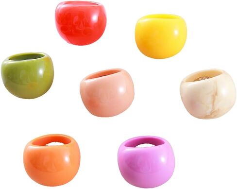 MYANAIL 7 Pcs Acrylic Chunky Rings Set for Women Colorful Wide Band Knuckle Resin Finger Rings Acrylic Heart Shaped Thick Ring Set Jewelry Gifts Lovely Multicolor Exaggerated Large Ring in Saudi Arabia