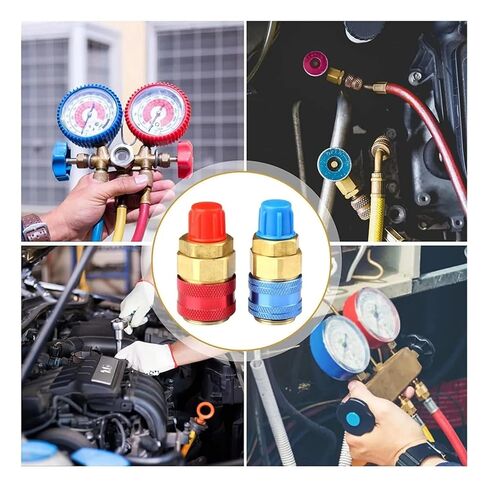 fengpeng 2Pc R134A High Low Auto Car Quick Coupler Connector Brass Adapters Air Conditioning Refrigerant Adjustable AC Manifold Gauge in Saudi Arabia