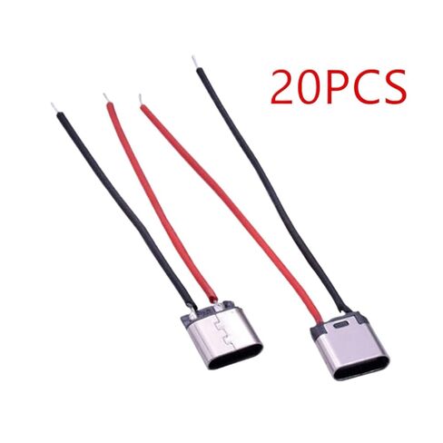 Fengpeng 20 قطعة USB Type-C 2Pin قاعدة أنثى ملحومة مع سلك TypeC 3A مقبس تيار عالي C منفذ كابل موصل in Kuwait