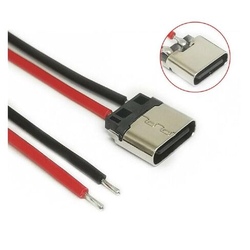 Fengpeng 20 قطعة USB Type-C 2Pin قاعدة أنثى ملحومة مع سلك TypeC 3A مقبس تيار عالي C منفذ كابل موصل in Kuwait