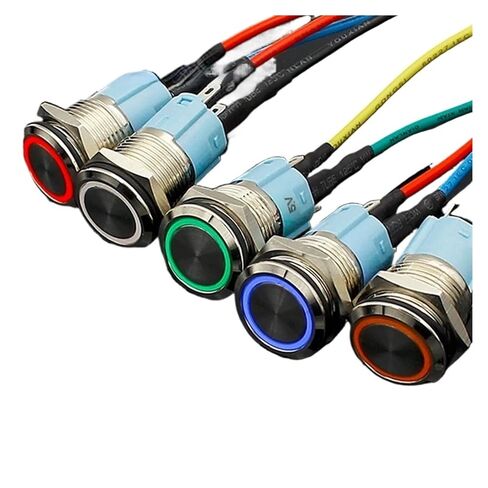 fengpeng 16mm red Blue Yellow Green White Light Hot Car Auto Metal LED Power Push Button Switch Latching Type On-Off 3V 5V 12V 24V 220V(Green,12V) in Saudi Arabia