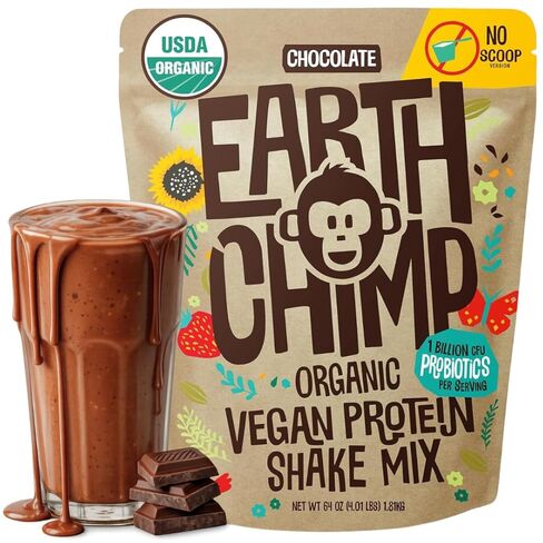 EarthChimp Organic Vegan Protein Powder - with Probiotics - Non GMO, Dairy Free, Non Whey, Plant Based Protein Powder for Women and Men, Gluten Free - 26 Servings 32 Oz (Vanilla) in Saudi Arabia