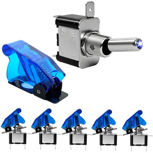 6 x 12V Blue LED Toggle Switches, 20 Amp SPST Switches, 3 Pets, for All Industrial Panels, Cars, etc in Saudi Arabia