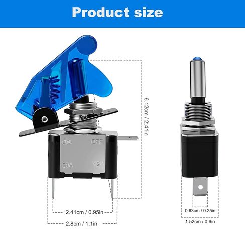 6 x 12V Blue LED Toggle Switches, 20 Amp SPST Switches, 3 Pets, for All Industrial Panels, Cars, etc in Saudi Arabia