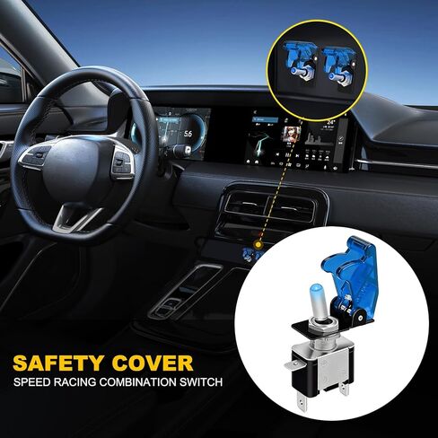 6 x 12V Blue LED Toggle Switches, 20 Amp SPST Switches, 3 Pets, for All Industrial Panels, Cars, etc in Saudi Arabia
