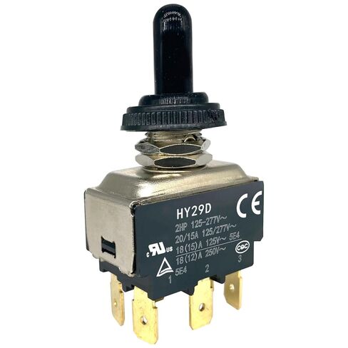 مفتاح تبديل HY29D 125/277V 20/15A 6-Pin ON-Off-ON Switch (عبوة واحدة) متوافق مع اللوحات الصناعية والمولدات والمعدات الثقيلة in Saudi Arabia