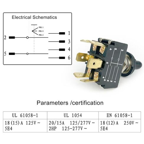 مفتاح تبديل HY29D 125/277V 20/15A 6-Pin ON-Off-ON Switch (عبوة واحدة) متوافق مع اللوحات الصناعية والمولدات والمعدات الثقيلة in Saudi Arabia