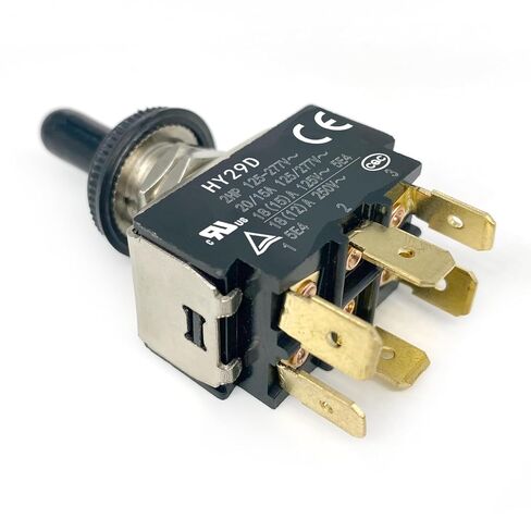 مفتاح تبديل HY29D 125/277V 20/15A 6-Pin ON-Off-ON Switch (عبوة واحدة) متوافق مع اللوحات الصناعية والمولدات والمعدات الثقيلة in Saudi Arabia