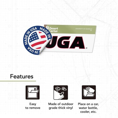Desert Cactus University of Georgia Sticker Bulldogs UGA Dawgs Vinyl Decal Laptop Water Bottle Car Scrapbook (IND 16) in Saudi Arabia