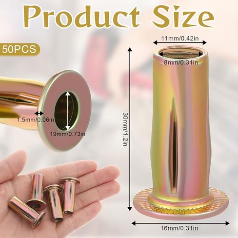50 Pcs 5/16-18 Rivet Nuts, Multi-Grip Steel Threaded Inserts with Zinc Plating, Blind Rivnuts for Metal, Plastic, Automotive, Construction & Industrial Fasteners​​ in Saudi Arabia