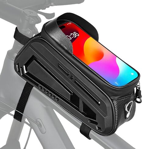 Bike Frame Bag, EVA Hard Shell Bag with 2.0L Capacity,Top Tube Bicycle Storage with 6.8" Touch screen Phone Holder, Handlebar Bike Storage Bag Cycling Pouch for MTB & Road Bikes. in Saudi Arabia