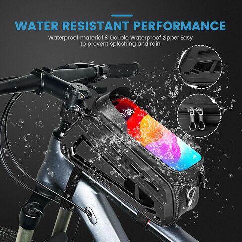 Bike Frame Bag, EVA Hard Shell Bag with 2.0L Capacity,Top Tube Bicycle Storage with 6.8" Touch screen Phone Holder, Handlebar Bike Storage Bag Cycling Pouch for MTB & Road Bikes. in Saudi Arabia