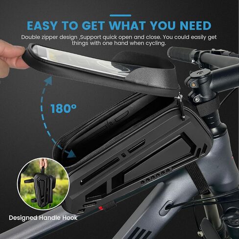 Bike Frame Bag, EVA Hard Shell Bag with 2.0L Capacity,Top Tube Bicycle Storage with 6.8" Touch screen Phone Holder, Handlebar Bike Storage Bag Cycling Pouch for MTB & Road Bikes. in Saudi Arabia