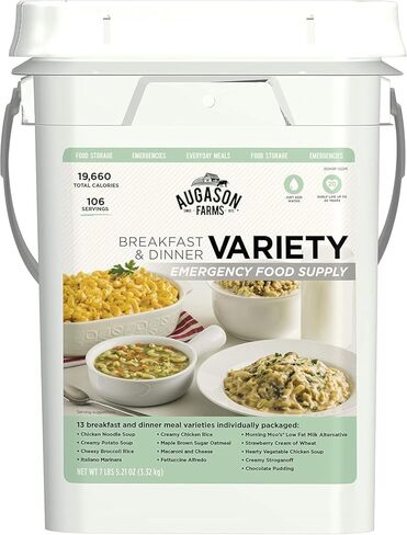 Augason Farms Breakfast and Dinner Variety Kit, Emergency Food Supply Dehydrated Meal Survival Bucket - 119 Servings in Saudi Arabia