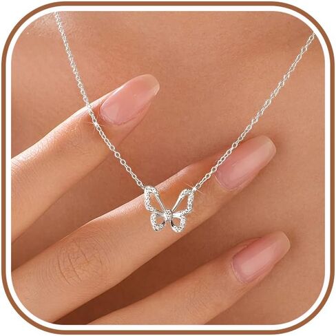 SUYACS 14K Gold Plated Butterfly Necklaces for Women 925 Sterling Silver Cute Butterfly CZ Pendant Necklace Dainty Insect Animal Charm Chain Necklace Jewelry Birthday Gifts for Mom Daughter in Kuwait