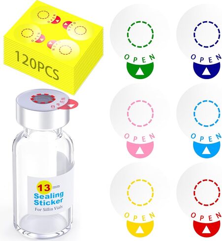 Laboratory Circle Sealing Sticker Self-Adhesive Sealing Labels, 6 Colors Circular Leak-Proof Sticker for Aluminium Plastic Caps,by ZHANXUBIO (120, for 13mm Cap) in Kuwait