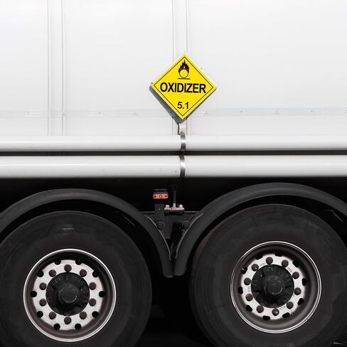 Division 5.1 Oxidizer Placard 27Pack, Worded - 10.75" x 10.75" Removable Self Adhesive Economy Vinyl Stickers for Short-Term Applications, DOT Hazmat Compliant in Saudi Arabia