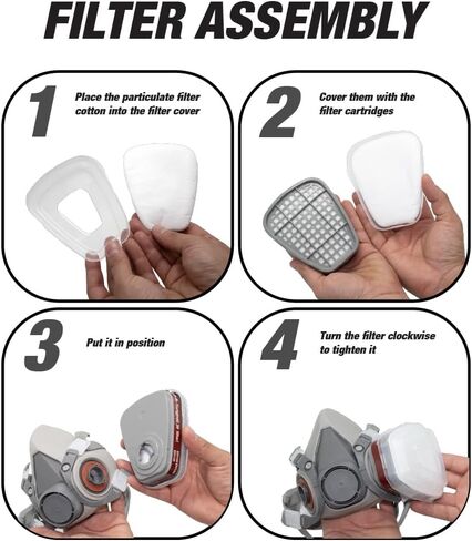 LAUCO Premium Respirator Kit - Reusable Half Face Cover Set with Safety Glasses for Gas, Painting, Machine Polishing, Staining, Car Spraying, Sanding & Cutting, DIY and Other Work Protection in Saudi Arabia
