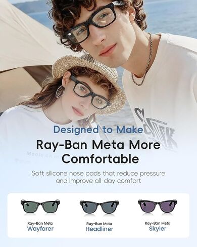 10 أزواج من وسادات الأنف المصنوعة من السيليكون المتوافقة مع نظارات Ray-Ban Meta Smart Glasses Wayfarer Headliner Skyler، ملحقات وسائد الأنف ذاتية اللصق المضادة للانزلاق، مقابض أنف بديلة مريحة in Saudi Arabia
