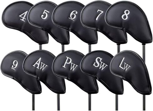 Scott Edward 12pcs Thick Synthetic PU Leather Golf Iron Head Covers Set Headcovers Protective Cover with Embroidered Number Tags Fit Most Brands in Saudi Arabia