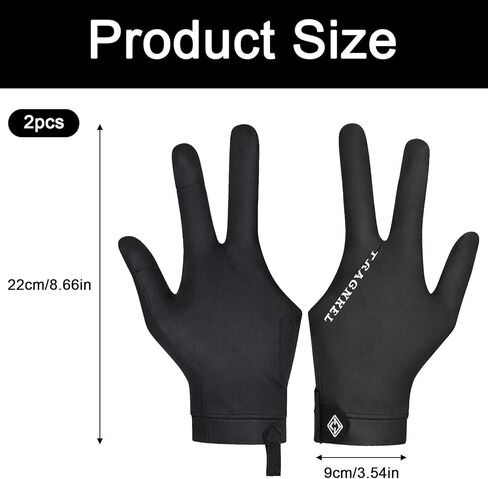 2Pcs Pool Cue Glove Left Hand Billiard Gloves Left Hand No Grip Elastic 3 Finger Pool Cue Glove Universal Cues Sports Gloves for Women Men in Saudi Arabia