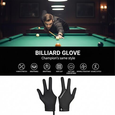 2Pcs Pool Cue Glove Left Hand Billiard Gloves Left Hand No Grip Elastic 3 Finger Pool Cue Glove Universal Cues Sports Gloves for Women Men in Saudi Arabia