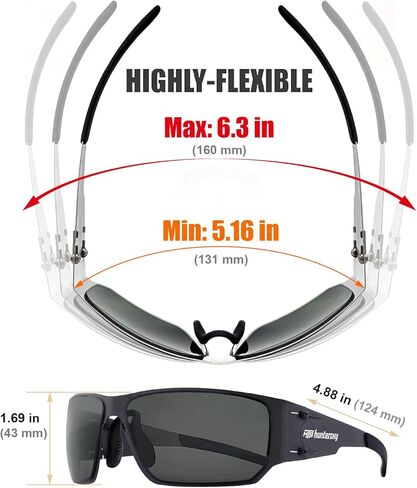 HTS HUNTERSKY M02 0.6 رقيقة يابانية 301 من الفولاذ المقاوم للصدأ خفيفة الوزن MILSPEC 2.5 مللي متر سماكة تأثير الاستقطاب نظارات مضادة للضباب in Kuwait