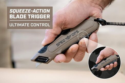 Spec Ops Tools Safety Knife Box Cutter, Includes Holster & Lanyard, 3% Donated to Veterans, black/tan in Kuwait