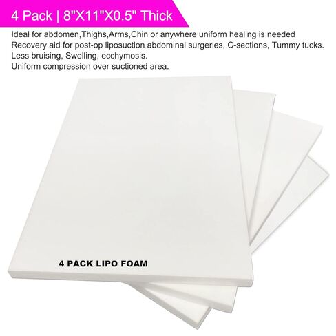 4 Pack Lipo Foam Pads Post Surgery 8"X11", Ab Board Foam Liposuction Recovery, Compression Foam Boards for Tummy, Arms, Thighs, Multi-Purpose Lipo Foam Sheets in Kuwait