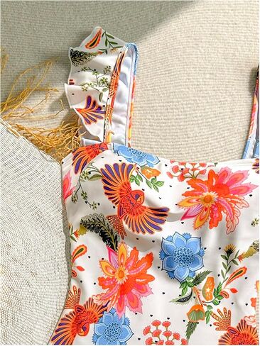 Milumia Women's Tropical Floral Print One Piece Bathing Suit Tummy Control Ruffle Swimsuits in Saudi Arabia