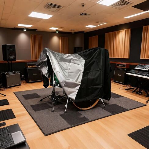 BENVOL Drum Set Dust Cover - Waterproof 420D Oxford Fabric with UV Protection & Drawstring, Extra Large 78x106 Inches for Drum Kit Protection, Stage & Storage Use in Kuwait