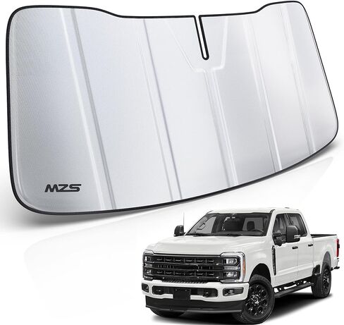 MZS Windshield Sun Shade متوافق مع F150 2021-2025 ، شاحنة شاحنة قابلة للطي درع الظل مع حقيبة تخزين ، وملحقات SunShade ذات النافذة الأمامية للحامي الداخلي in Kuwait