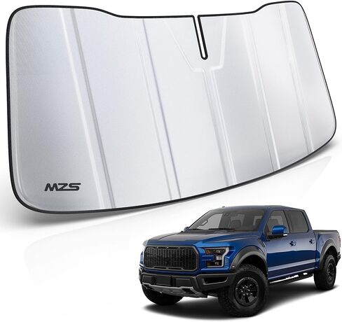 MZS Windshield Sun Shade متوافق مع F150 2021-2025 ، شاحنة شاحنة قابلة للطي درع الظل مع حقيبة تخزين ، وملحقات SunShade ذات النافذة الأمامية للحامي الداخلي in Saudi Arabia