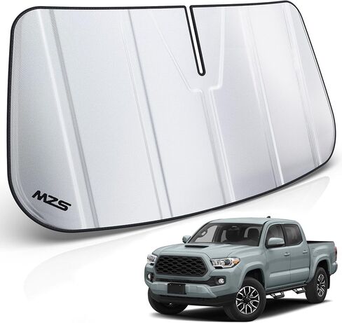 MZS Windshield Sun Shade متوافق مع F150 2021-2025 ، شاحنة شاحنة قابلة للطي درع الظل مع حقيبة تخزين ، وملحقات SunShade ذات النافذة الأمامية للحامي الداخلي in Kuwait