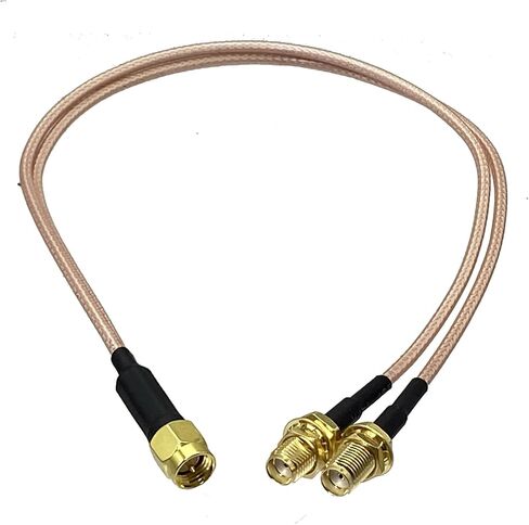 RG316 male plug and female jack Y-splitter connector, crimp terminals, patch cords, pigtail cables, 4 inches to 10 feet(Type 1-SMA 1M2F,10inch (25CM)) in Kuwait