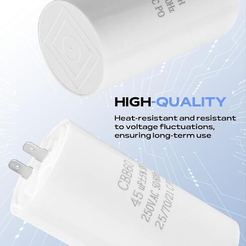 مكثف غسالة WH12X10462 متوافق مع غسالات GE WH12X10240 WH12X10212 2025708، 45 MFD (+/-5%) مكثف تشغيل الغسالة 450 فولت in Kuwait