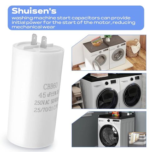 مكثف غسالة WH12X10462 متوافق مع غسالات GE WH12X10240 WH12X10212 2025708، 45 MFD (+/-5%) مكثف تشغيل الغسالة 450 فولت in Kuwait