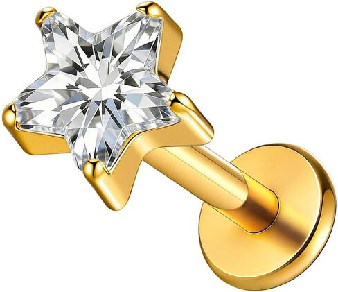 1PC ASTM F136 Titanium Threadless Pentagram Elements Tops Piercing studs for Conch,Tragus,Helix,Lobe Come With 4PCS Different Lengths Post F136 Titanium 16G 18G 20G Flatback earring nose Jewelry Gold Silver in Kuwait