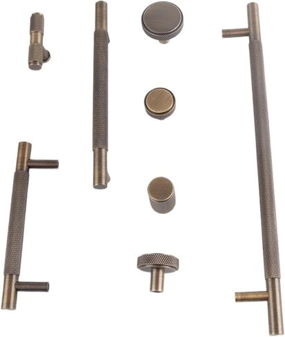 Solid Brass Retro Knurling Pull Kitchen Cabinet Antique T-Handle Drawer Copper Long Handle 1Pcs(6662-14-Antique) in Saudi Arabia