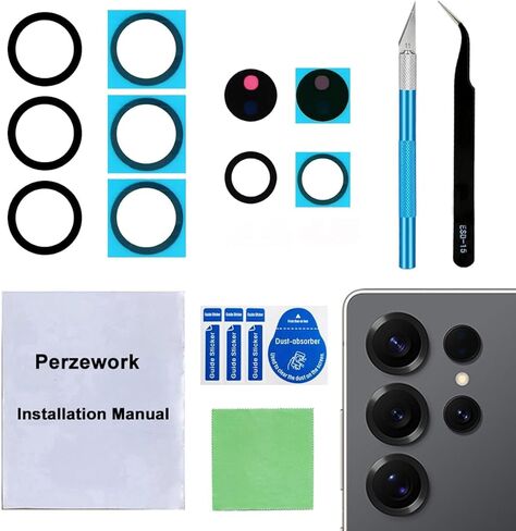 2 Sets Back Rear Camera Lens Glass Replacement for Samsung Galaxy S25 Ultra 6.9-inches with pre-Installed Adhesive and Reparing Toolkit in Saudi Arabia