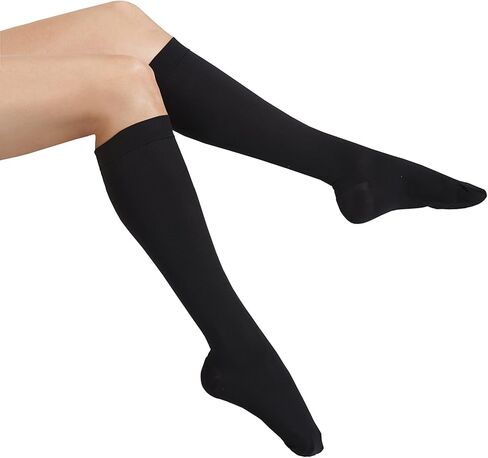 MAXAR Microfiber Knee High Compression Socks for Women & Men - 12-15 mmHg Graduated Compression Socks for Better Blood Flow, Varicose Veins, Swelling - Medical Compression Stockings for Travel in Saudi Arabia