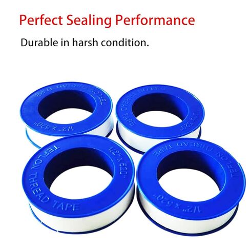 4 Rolls 1/2 Inch(W) X 520 Inches(L) Teflon Tape PTFE Thread Sealant Plumbers Tape for Seal Water Pipe, Shower Head,Prevent Leakage, White in Kuwait