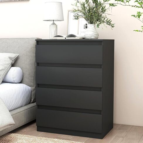 White Nightstand with 3 Drawers,Modern Tall Bedside Table with Storage for Bedroom,End Side Table with No-Handle Design for Living Room (3 Drawers) in Saudi Arabia
