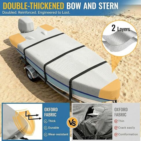 900D Jon Boat Cover with Metal Buckles,Waterproof Heavy Duty Cover for Jon Boat,Marine Grade Polyester Canvas Replacement with Motor Cover,14FT & Gray in Saudi Arabia