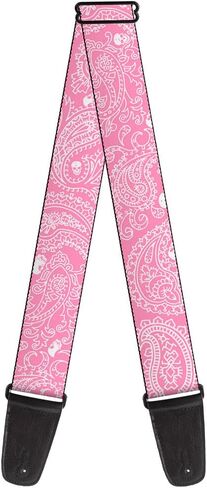 Buckle-Down Guitar Strap Bandana Skulls Pink White 2 Inches Wide (GS-W32820) in Saudi Arabia